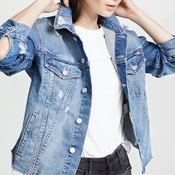 ❌SOLD❌ Mother The Drifter Distressed Denim Jacket - XS - Picture 1 of 15